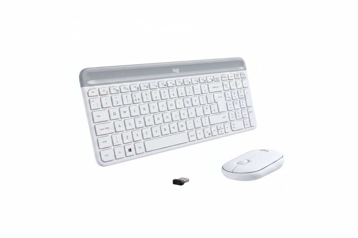 LOGITECH Set Tastier Dhe Maus MK470 Slim Wireless Combo - I Bardh