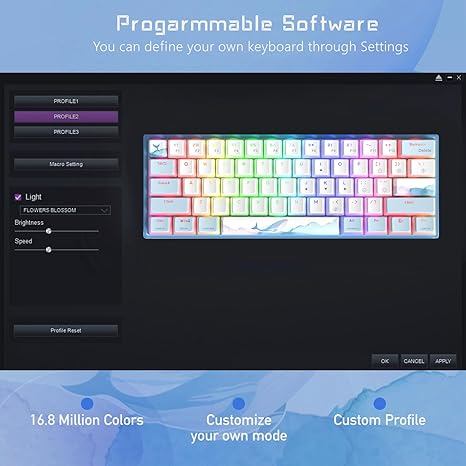 Tastiere WK61 Mechanical Keyboard 60% Wired