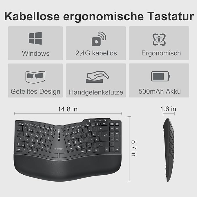 Tastiere OMOTON Ergonomic Wireless