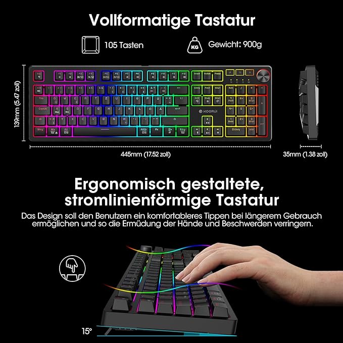 Tastiere KOORUI Gaming Keyboard Red Switch