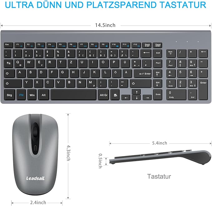 Set LeadsaiL Wireless Tastiere Dhe Maus