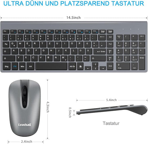 Set LeadsaiL Wireless Tastiere Dhe Maus
