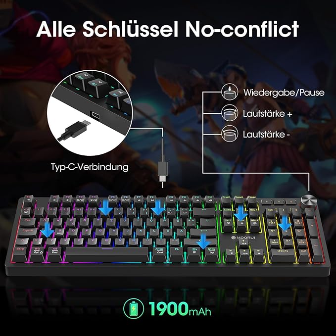 Tastiere KOORUI Gaming Keyboard Red Switch