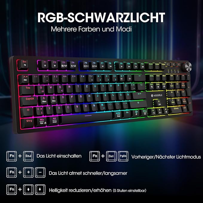Tastiere KOORUI Gaming Keyboard Red Switch