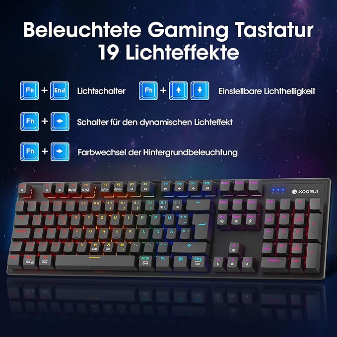 {OUTLET} Set KOORUI Mekanike Tastiere Dhe Maus