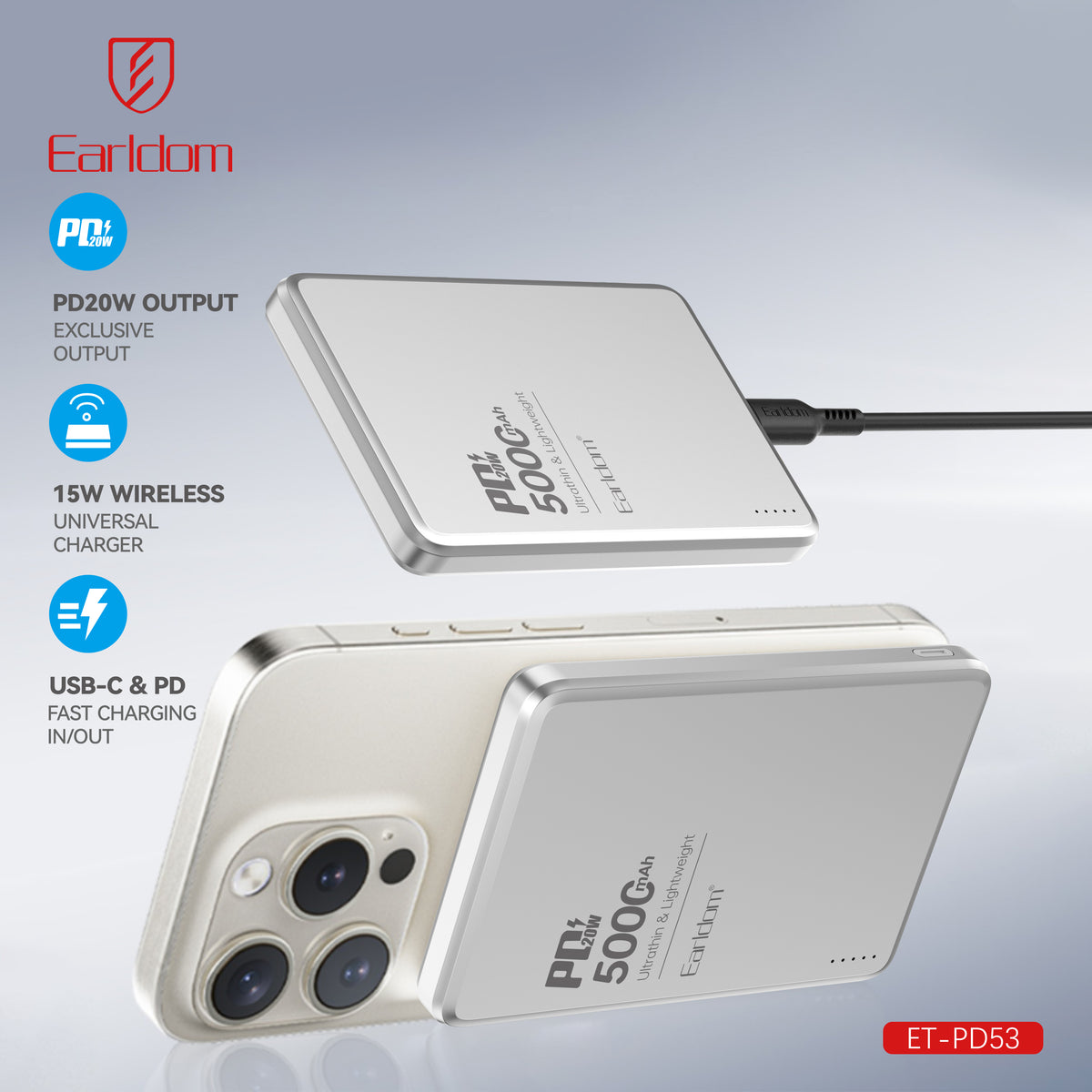 PowerBank Earldom Slim 5000mAh Magnetic